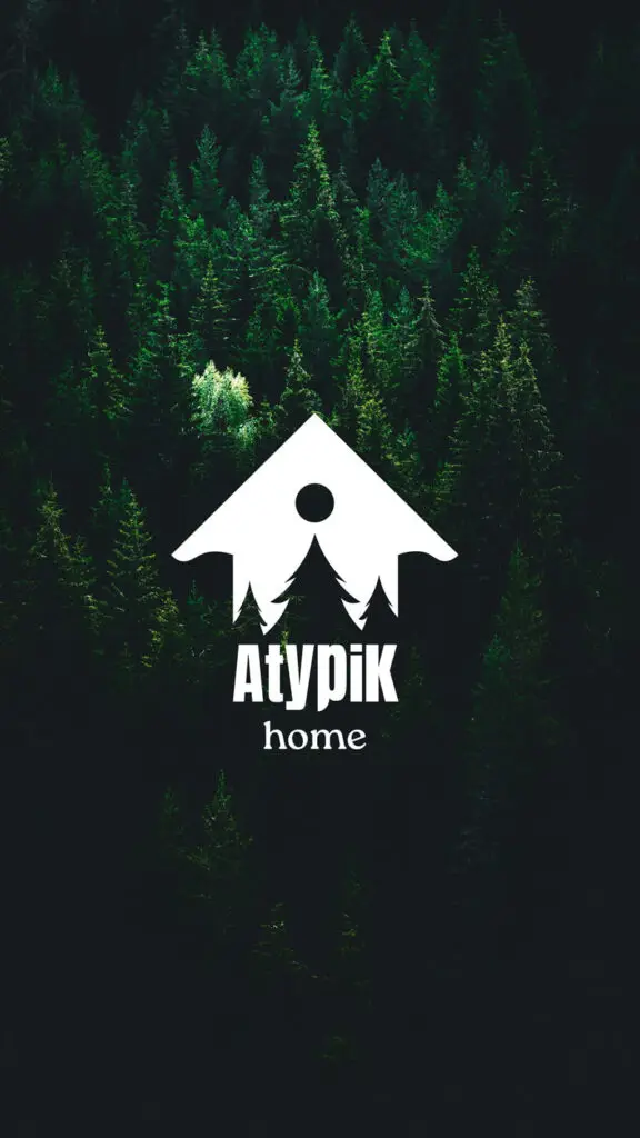 Foret sombre vue du haut avec logo atypik home